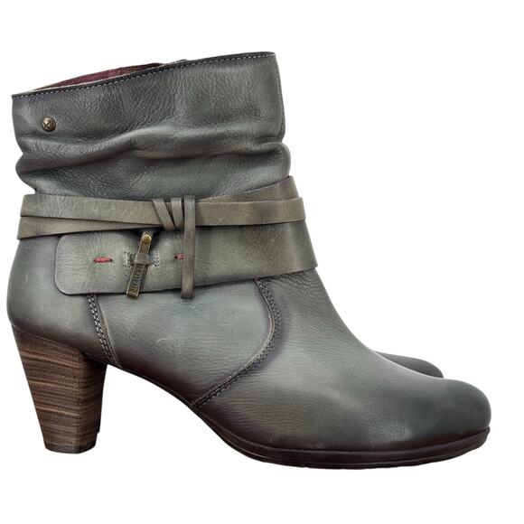 Pikolinos Verona Boho Leather Slouchy Heeled Ankle Boots Women's SZ 40 Green - Picture 1 of 13